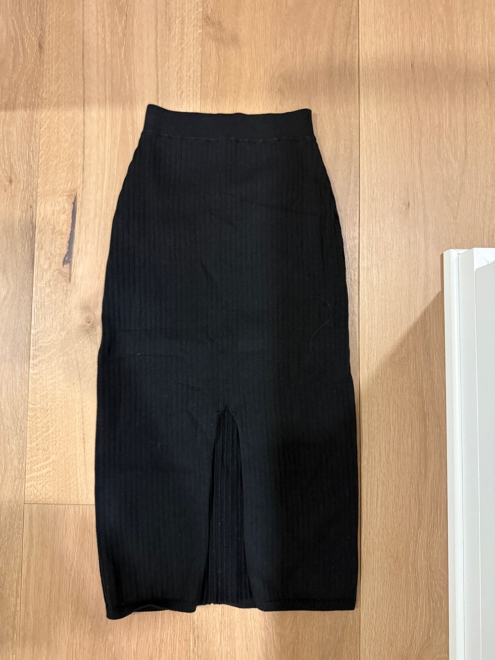 Free People Black Ribbed Knit Midi Skirt - Size XS